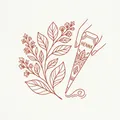 Organic Henna Leaves and Application Cone Illustration
