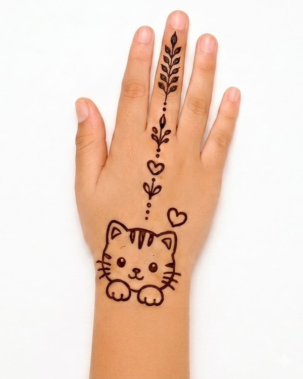 Cute Kitten — kids mehndi design