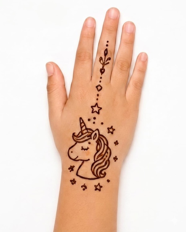 Magic Unicorn — kids mehndi design