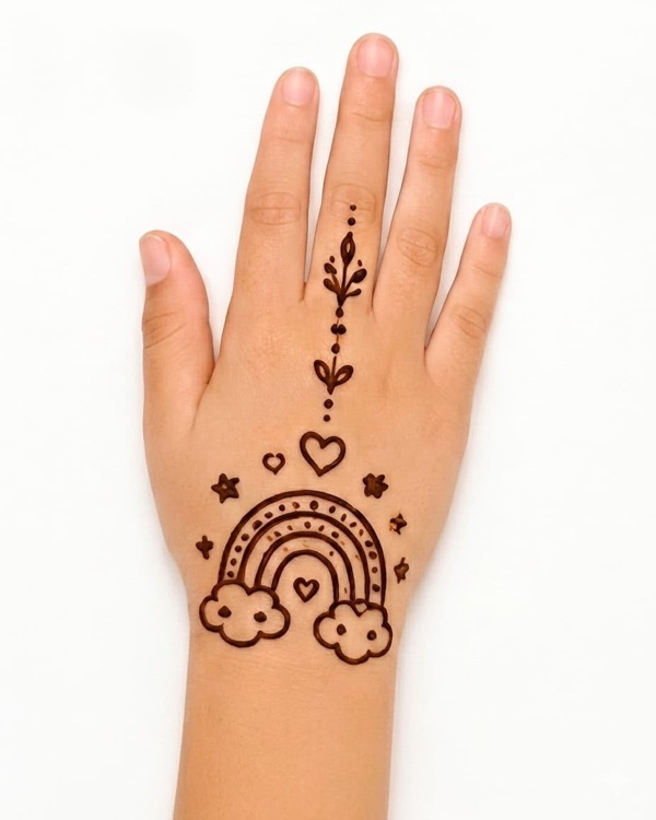 Rainbow and Clouds — kids mehndi design