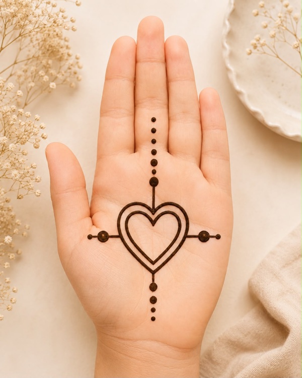 Rakhi easy mehndi design made of circles and dots, beginner rakhi mehndi design for the back hand