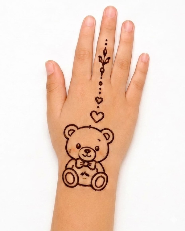 Cute Teddy Bear — kids mehndi design